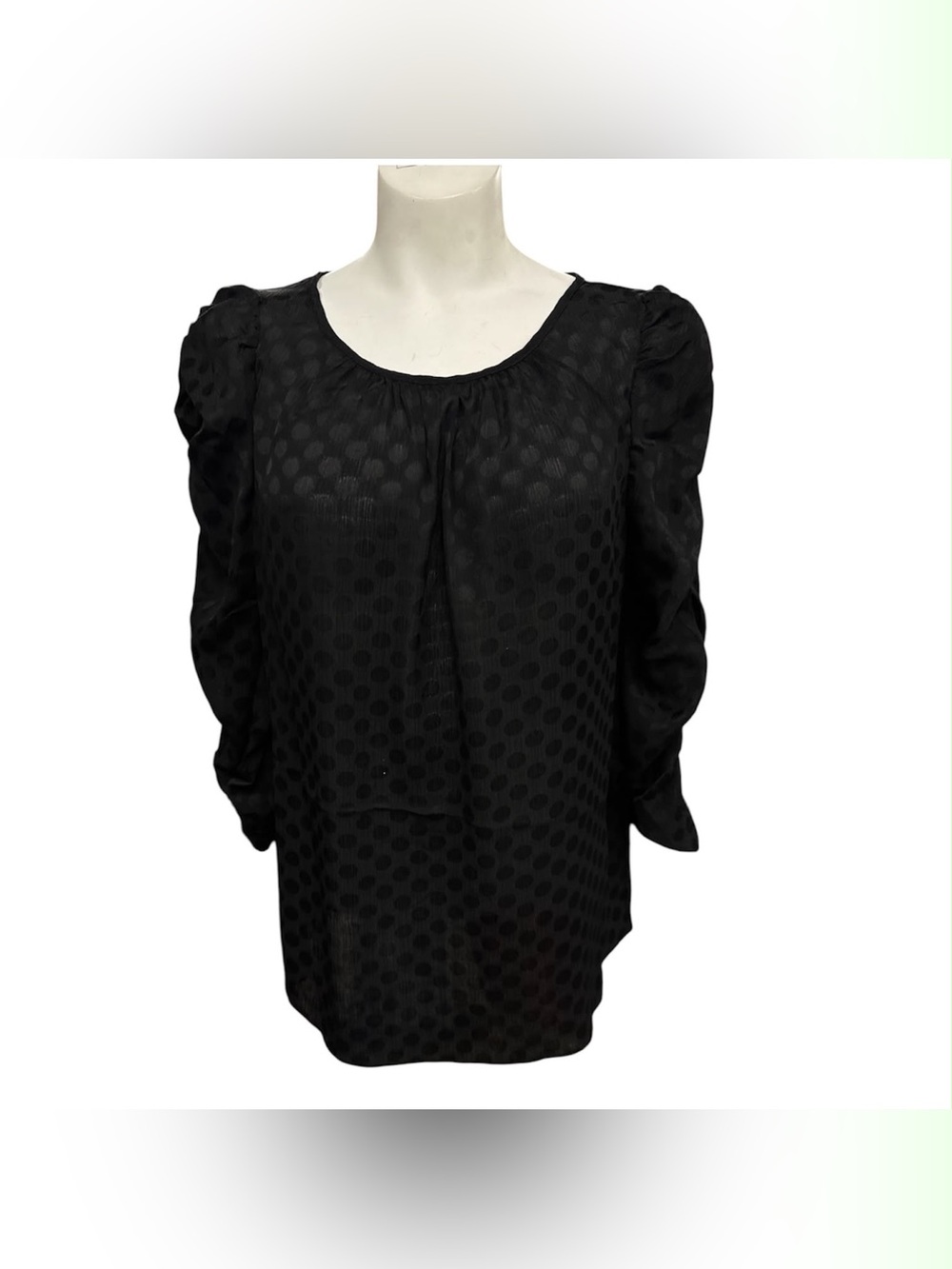Max Studio Black Polka Dot Scoop Neck Blouse Size M